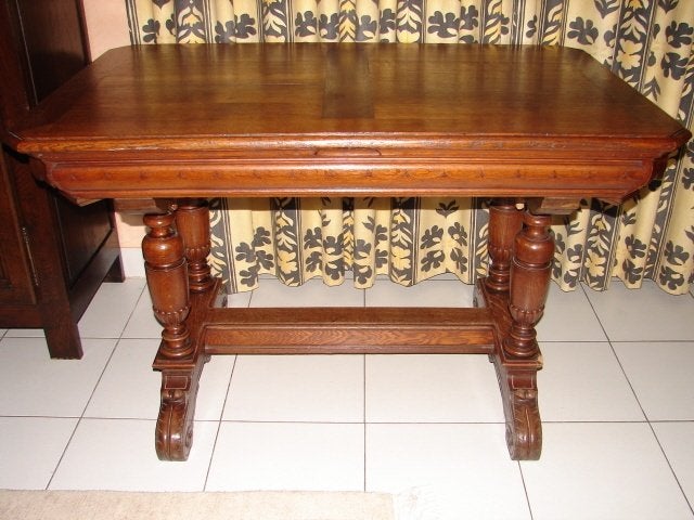 Eiken eettafel, Ophalen, Gebruikt, Eikenhout, 50 tot 100 cm
