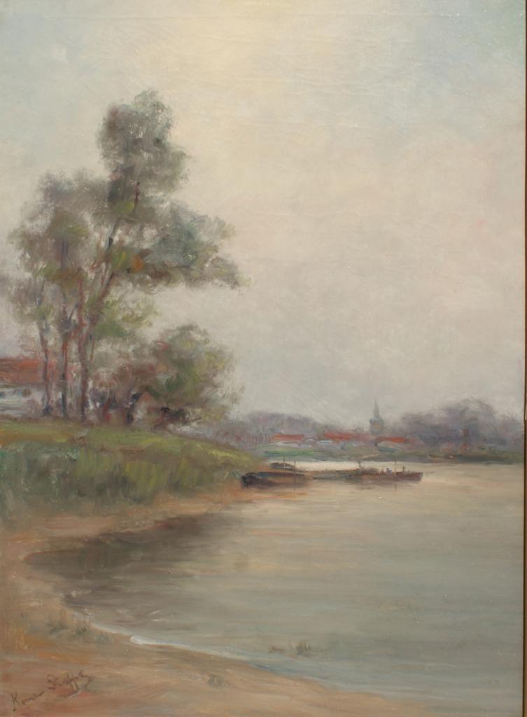 Romain Steppe (1859-1927): Scheldezicht (64 x 85 cm), Antiek en Kunst, Ophalen of Verzenden