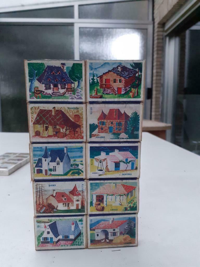 Vintage houten luciferdoosjes gebouwen, Enlèvement ou Envoi