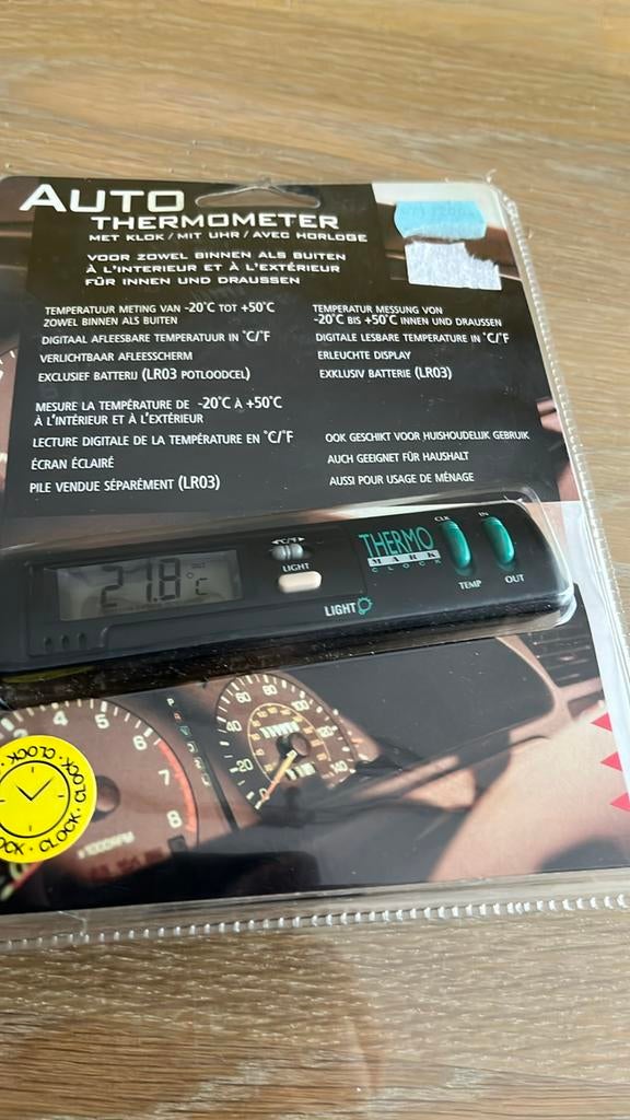 Thermomètre automatique avec horloge -20 à 50' c, Envoi, Neuf