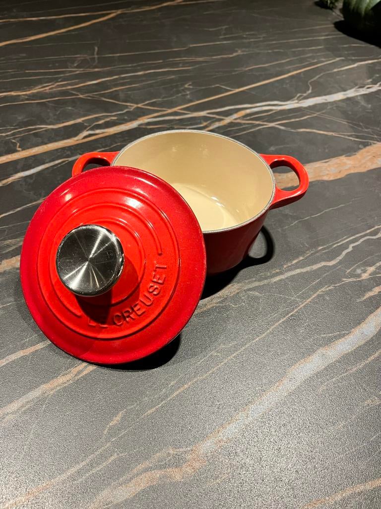 Le Creuset pot 14, Ophalen, Zo goed als nieuw, Gietijzer, Koekenpan of Braadpan