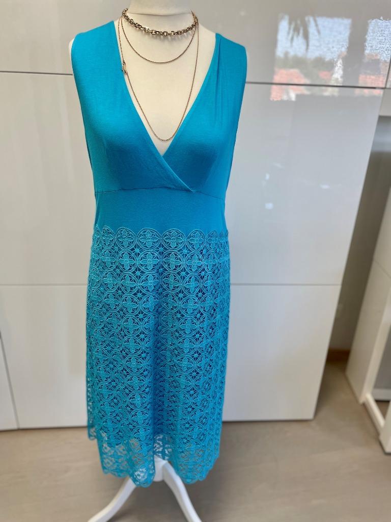 Turquoise kleedje Twin-Set beachwear - maat XL, Kleding | Dames, Jurken, Zo goed als nieuw, Maat 42/44 (L), Blauw, Onder de knie