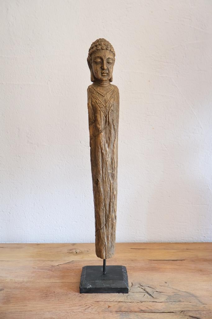 Statue décorative de Bouddha en bois, bois patiné sur suppor, Enlèvement ou Envoi, Comme neuf