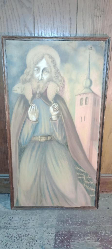 Dessin pastel art religieux catholique, 39x72, n493, Enlèvement ou Envoi