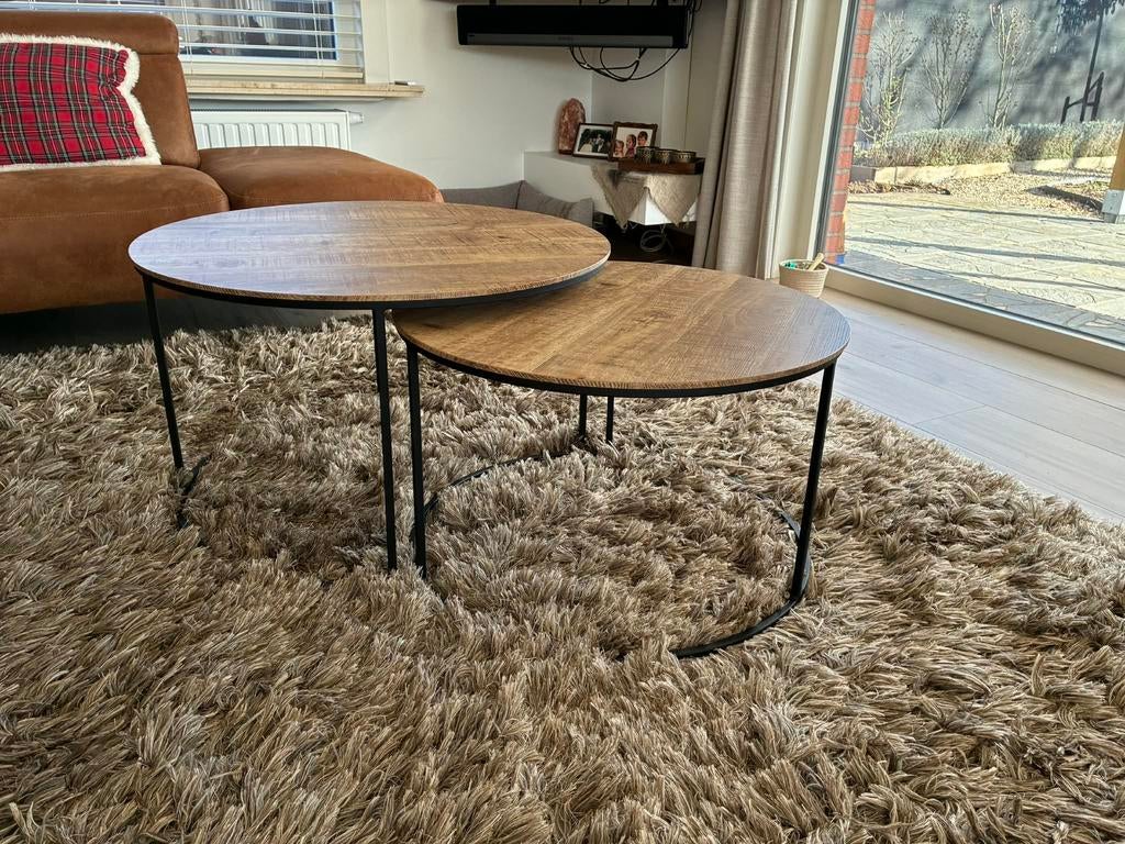 Set van 2 Industriële Bijzettafels – Nesting Tables, Huis en Inrichting, Ophalen, Zo goed als nieuw