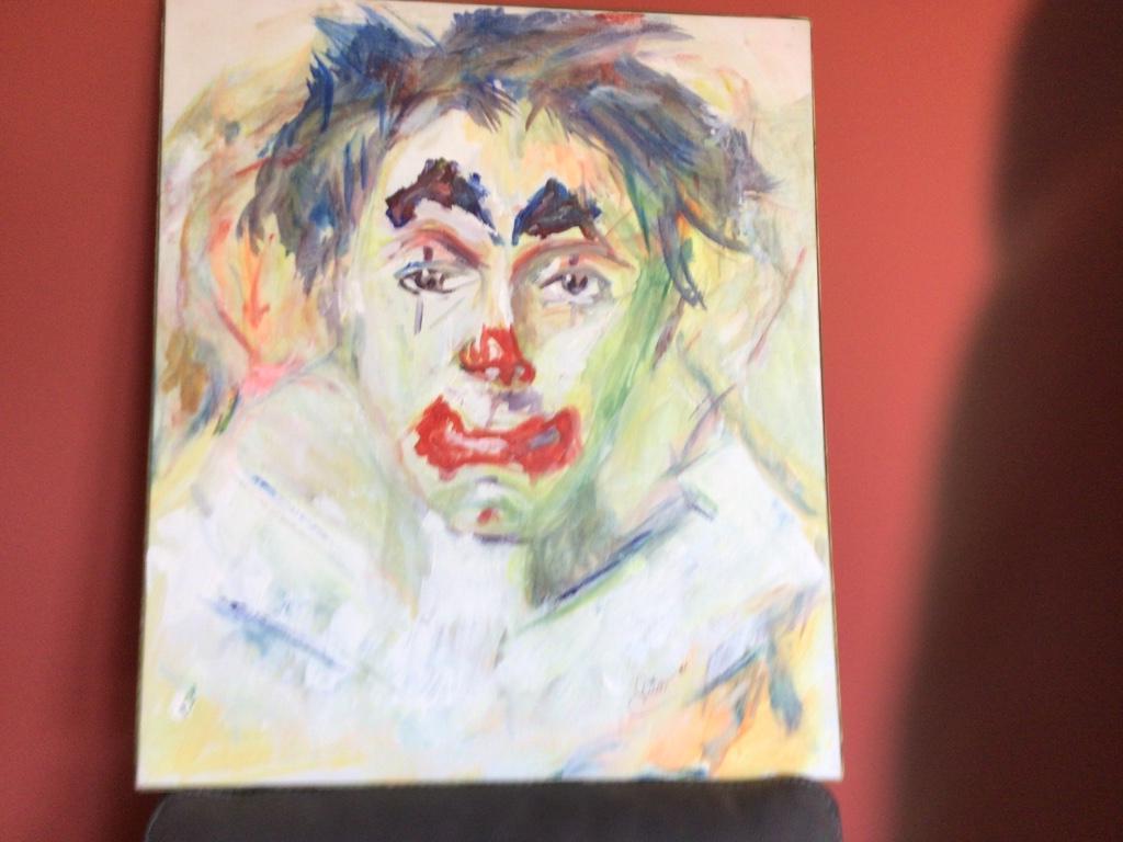 Magnifie toile de clown de 1986 signé., Enlèvement