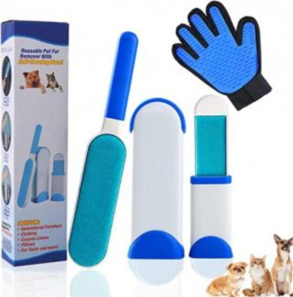 Hond Kat Borstel set 4 delig Haar Verwijderaar👀😻🐶🤗😃👌, Ophalen of Verzenden, Bezem of Borstel