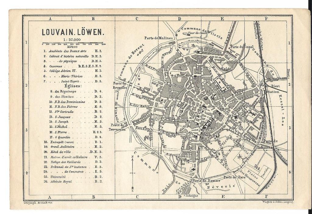 1897 - Leuven stadsplannetje, Antiek en Kunst, Kunst | Etsen en Gravures, Verzenden