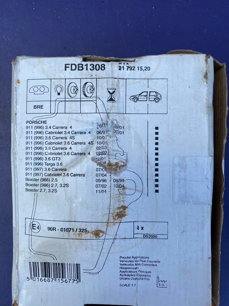 Remblokken achteras Porsche fdb1308, Ophalen, Porsche