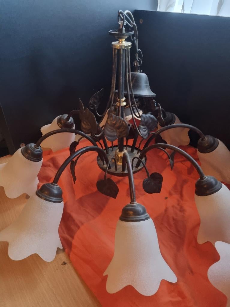 Luster vintage, Huis en Inrichting, Lampen | Kroonluchters, Ophalen, Gebruikt, Glas, Vintage