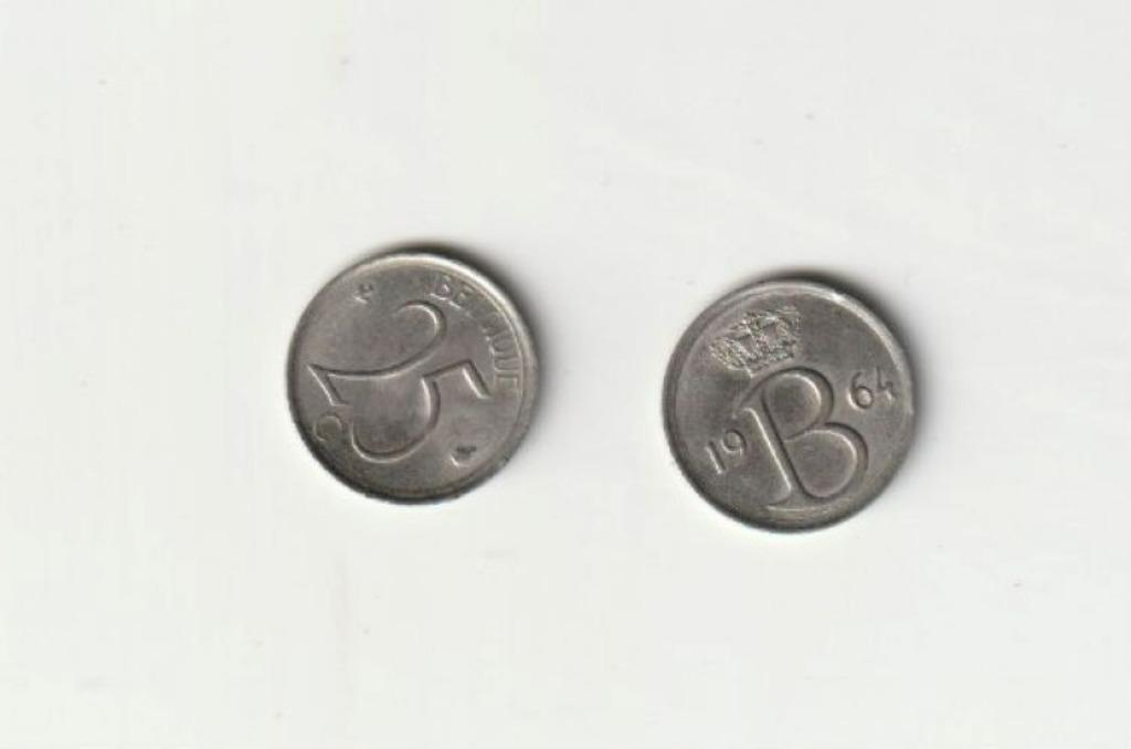 BELGIE BELGIUM BOUDEWIJN 25 C 1964 FR, Ophalen of Verzenden, Metaal, Losse munt