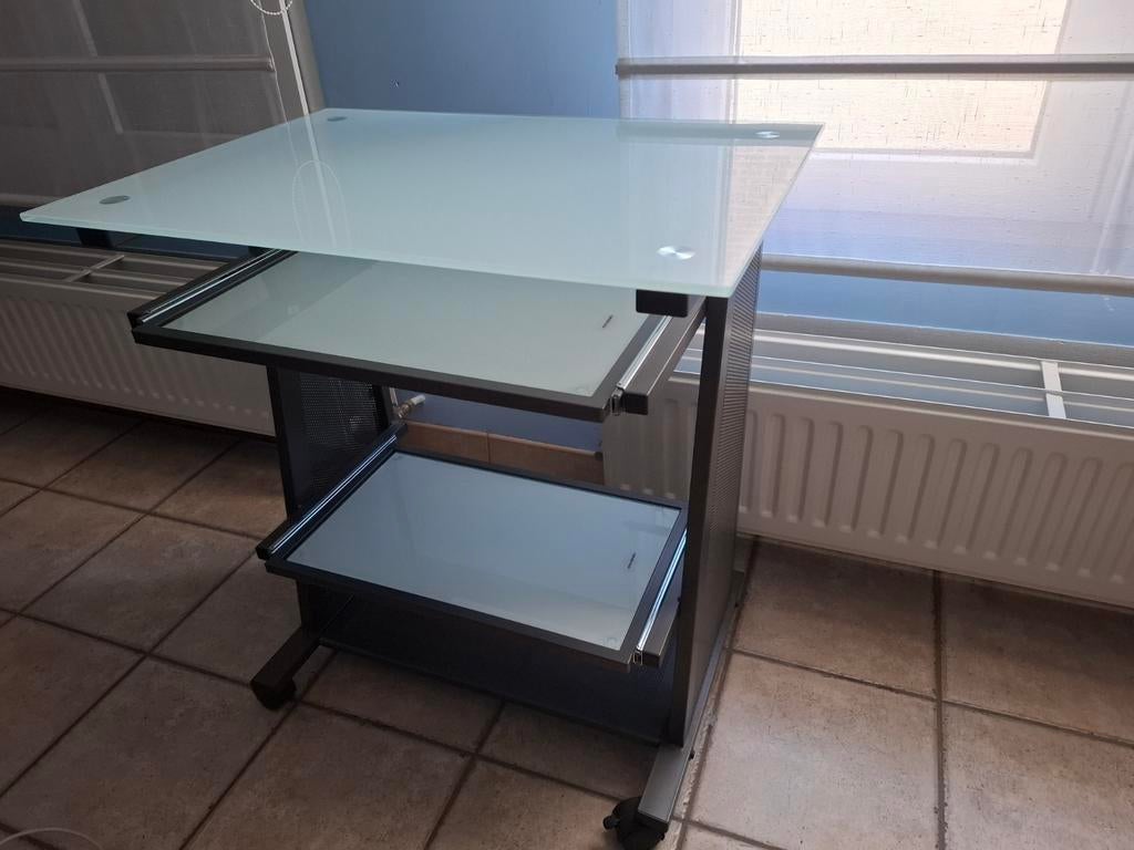 Bijzet tafel in glas (uittrekbaar), Enlèvement, Comme neuf, Verre