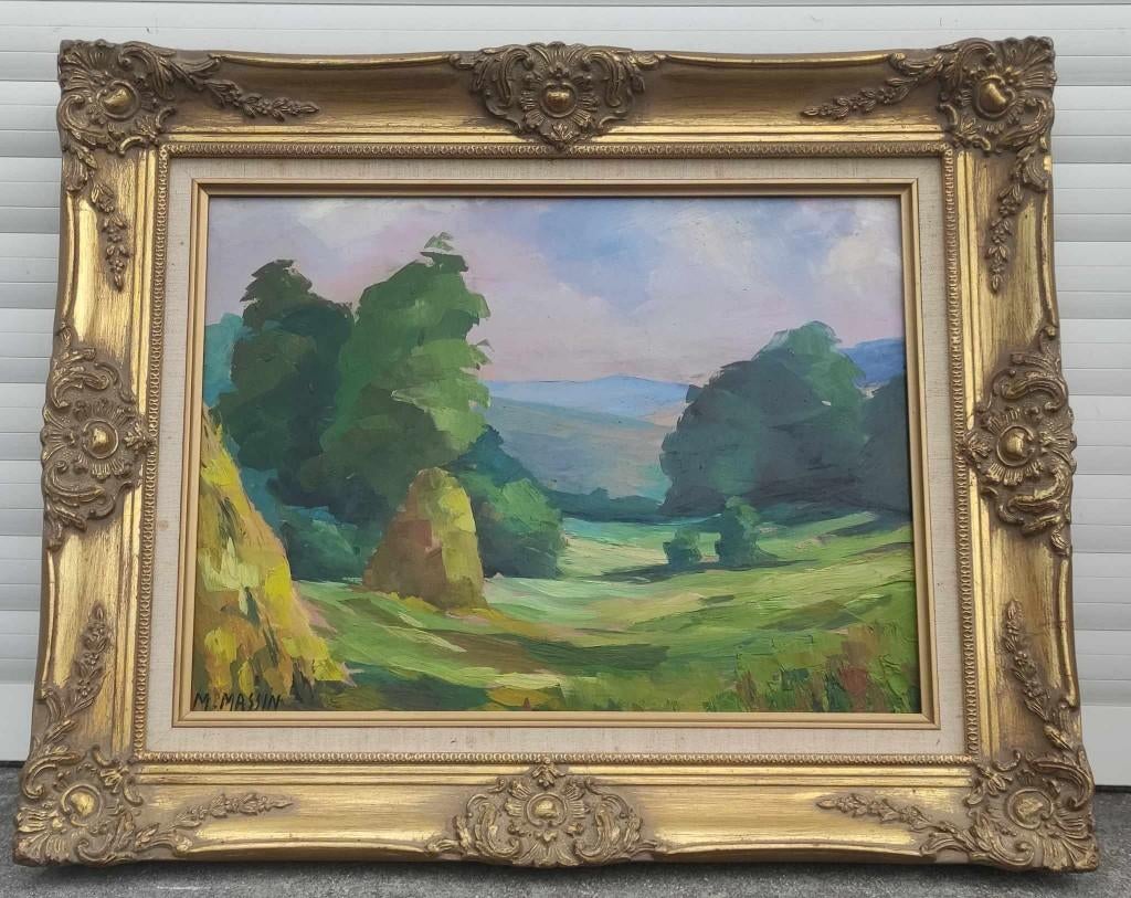 huile sur panneau paysage signe monique massin, Enlèvement ou Envoi