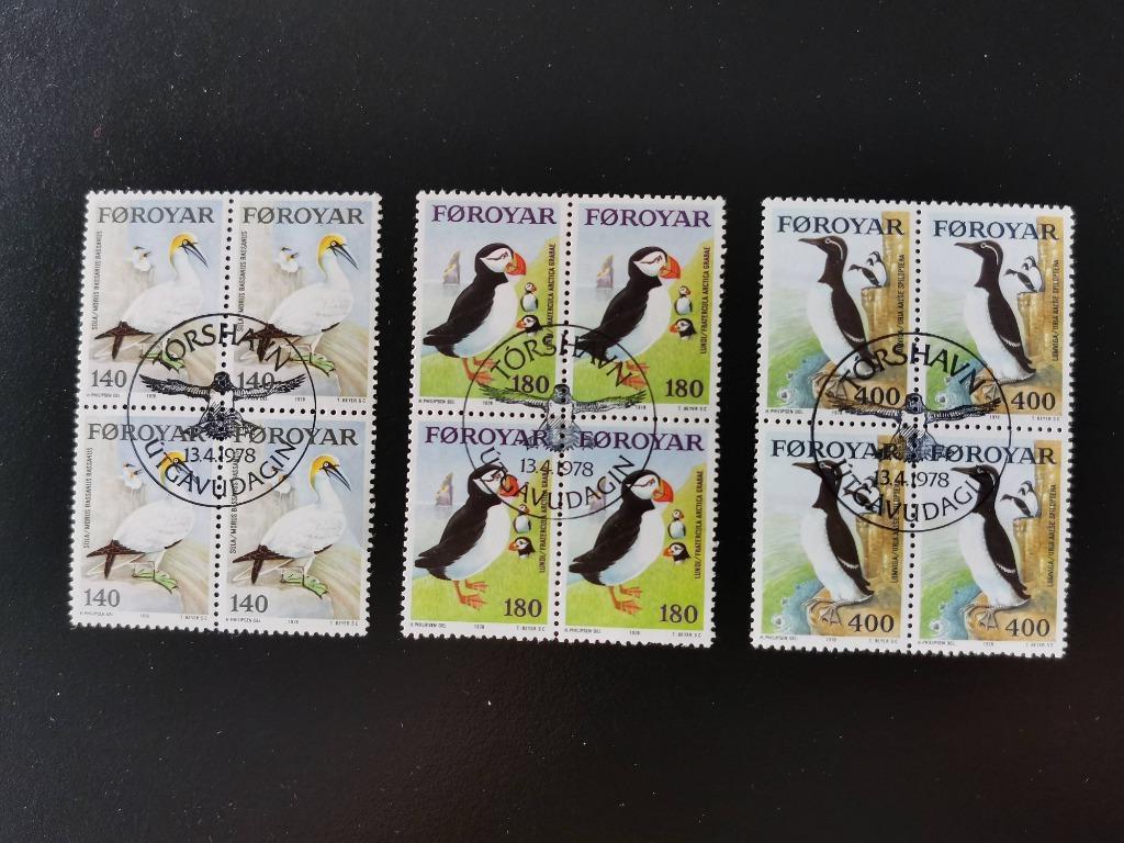 Îles Féroé/Foroyar 1978 - oiseaux de mer - blocs de 4, Timbres & Monnaies, Timbres | Europe | Scandinavie, Enlèvement ou Envoi