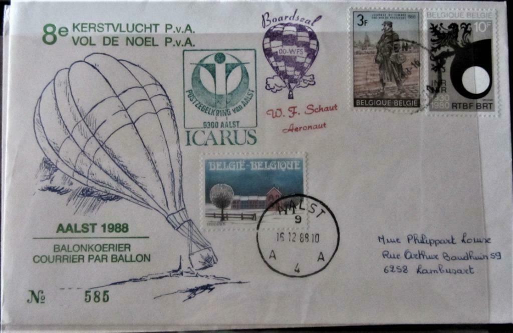 FDC- BELGIË- BALLONPOST- AALST, Postzegels en Munten, Ophalen of Verzenden, Gestempeld, Overige thema's