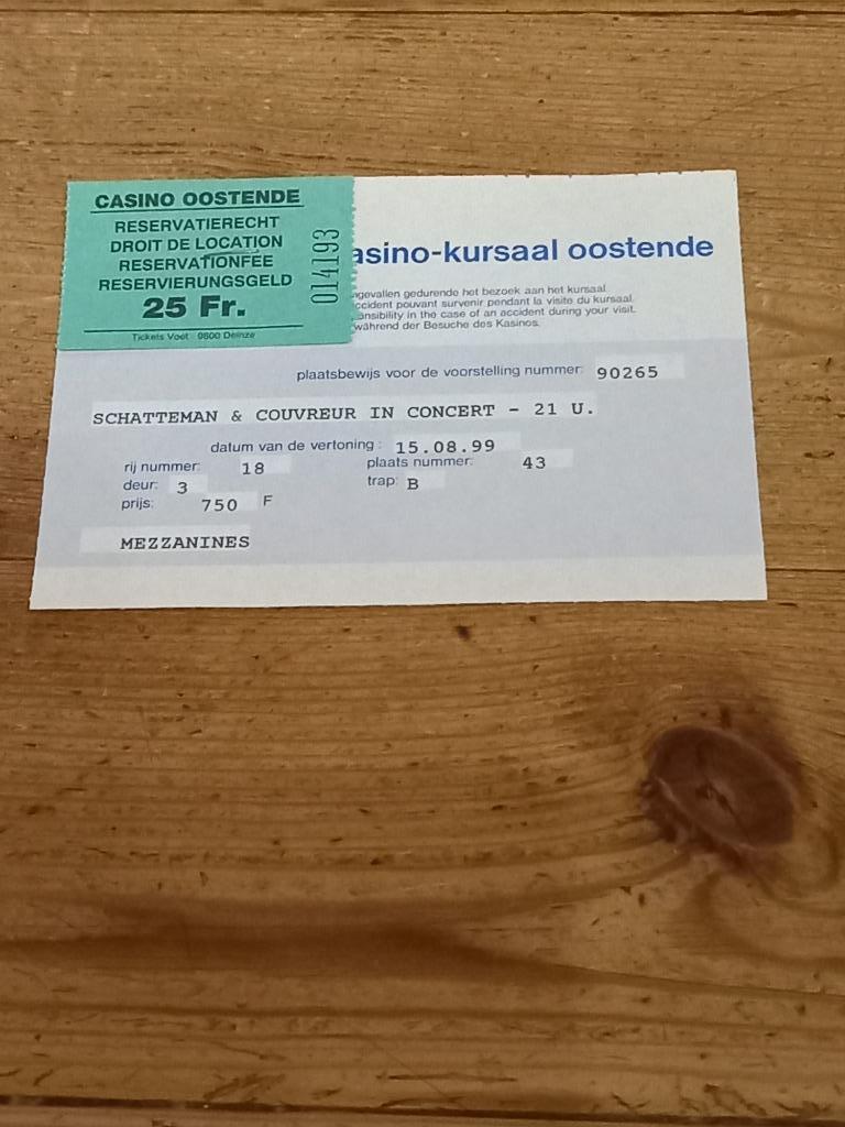 Ticket van Schatteman & Couvreur in concert, Une personne, Août
