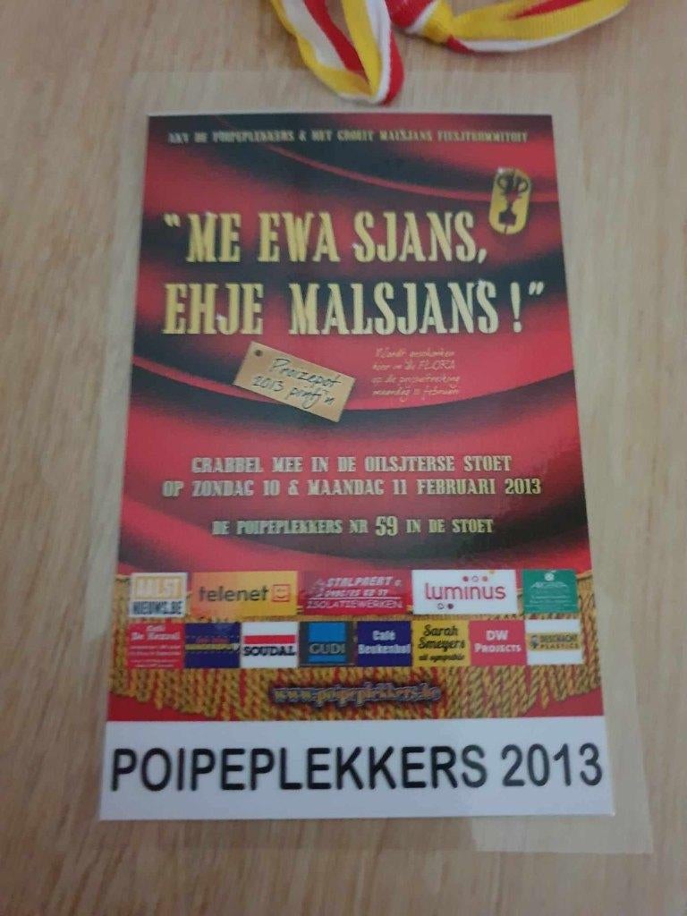 Carnaval Aalst medaille De Poipeplekkers 2013, Ophalen of Verzenden