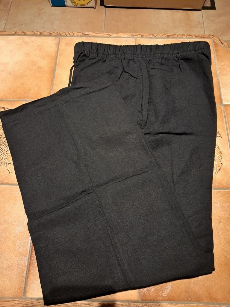 H&M zwarte linnen broek met wijde pijpen, H&M, Zwart, Ophalen of Verzenden, Zo goed als nieuw