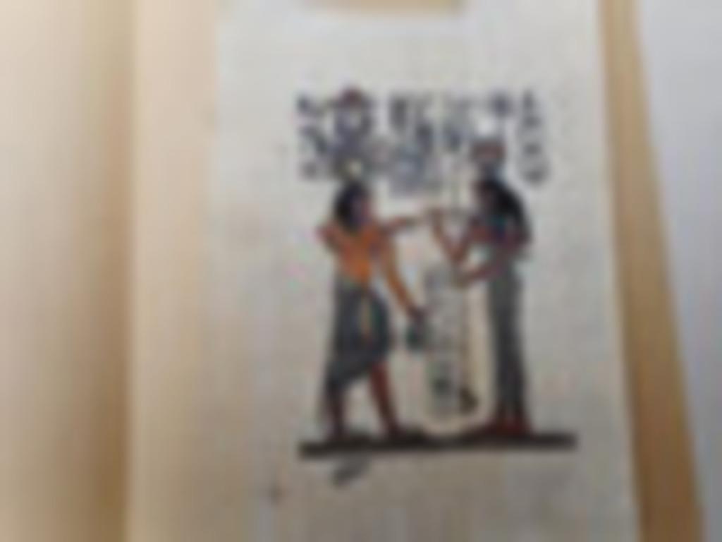 Egyptische tekening op papyruspapier (certificaat), Ophalen of Verzenden