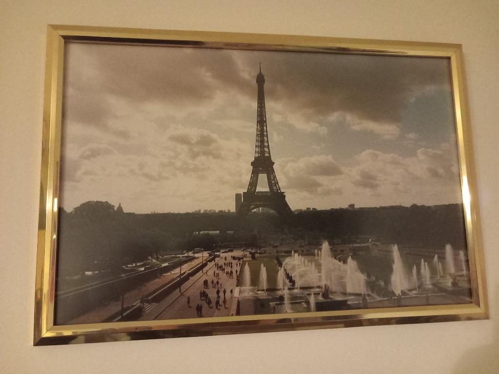 Grote foto (schilderij) van Eiffeltoren, met kader, Huis en Inrichting, Ophalen of Verzenden, Zo goed als nieuw, Schilderij