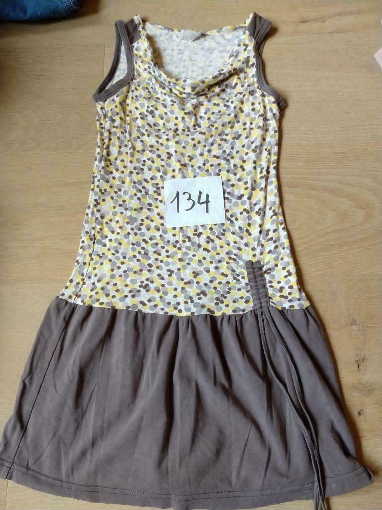 Staxo Zomerjurk mt 134 bruin-geel, Kinderen en Baby's, Kinderkleding | Maat 134, Gebruikt, Meisje, Staxo, Ophalen of Verzenden