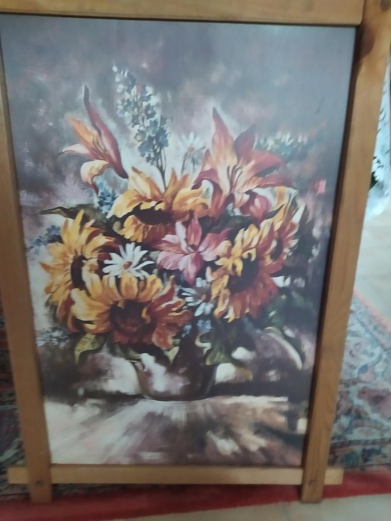 Vintage reproductie jaren '60, op hardboard en houten kader, Huis en Inrichting, Ophalen of Verzenden