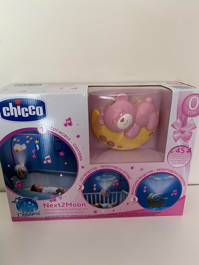 Chicco Next2Moon projector / mobiel roze, Ophalen of Verzenden, Zo goed als nieuw, Mobiel, Met licht
