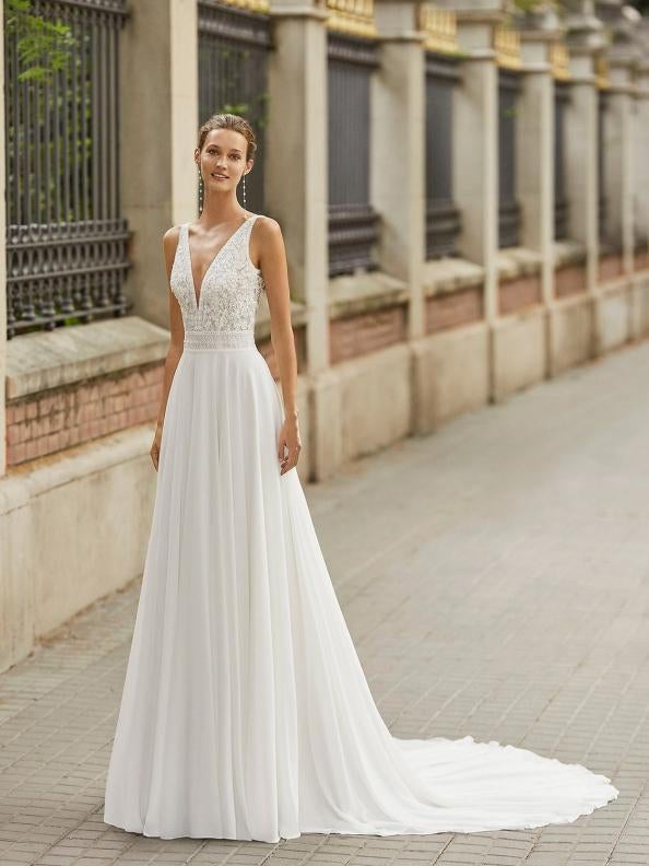 trouwkleed Luna Novias, Ophalen, Trouwjurk, Wit, Nieuw