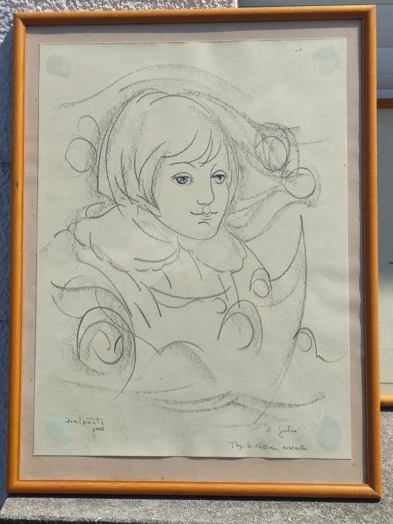 Dessin signe Charles delporte, Antiquités & Art, Art | Dessins & Photographie, Enlèvement ou Envoi