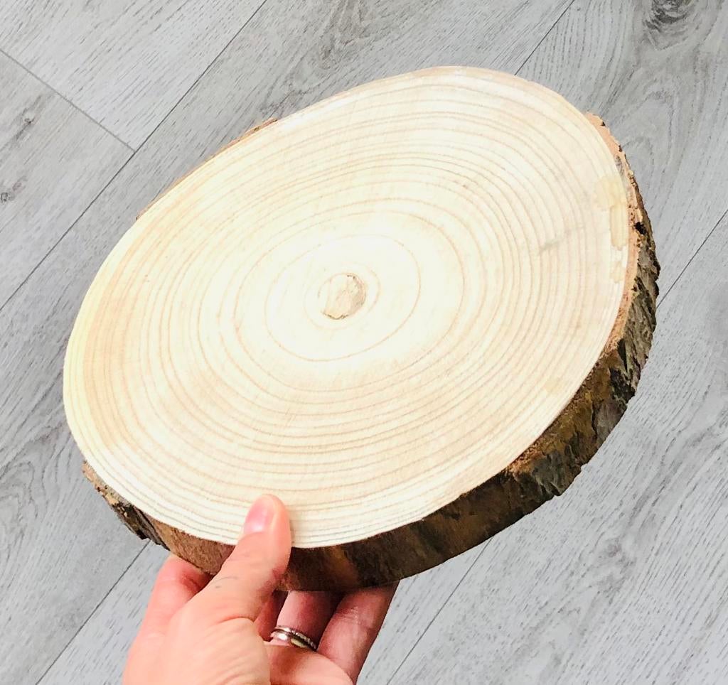 Plateau rond bois rondin table Deco design 24cm, Neuf, Rond, Bois