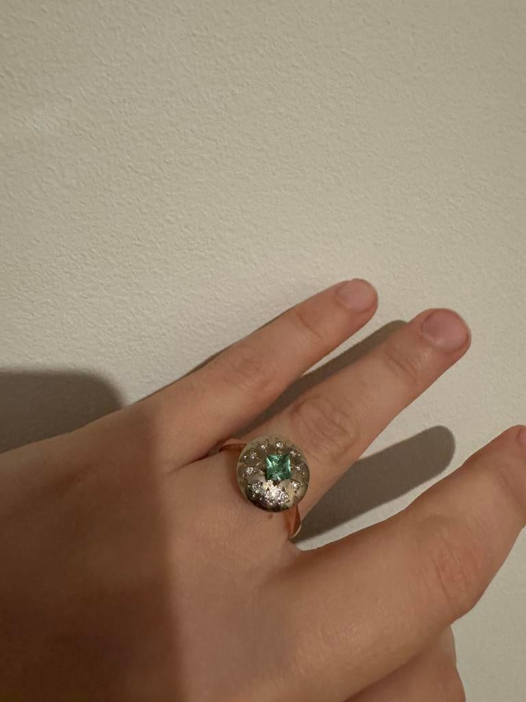 Goud ring met diamanten, Antiek en Kunst, Ophalen