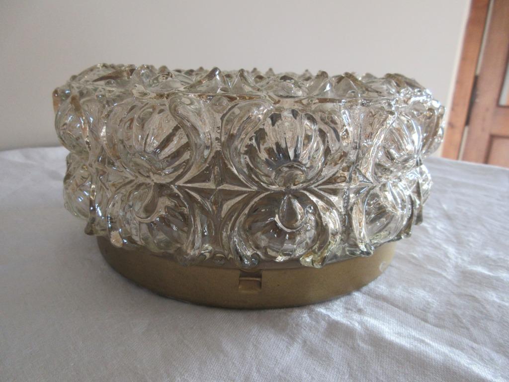 Zeer mooie oude plafondlamp vintage sixties plafonnier, Ophalen, Glas