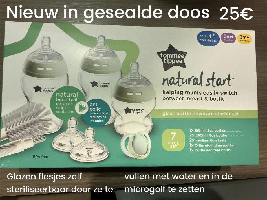 Nieuwe set Tommee tippee glazen flesjes zelfsteriliseerbaar, Kinderen en Baby's, Ophalen, Zo goed als nieuw