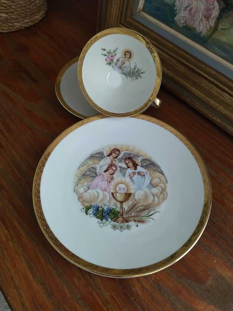 Ensemble Communion Vintage Porcelaine Bavaria, Enlèvement ou Envoi