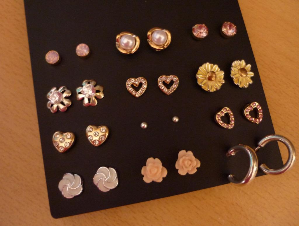Set 12 paar oorbellen bloem roos hart parel ringen  NIEUW, Ophalen of Verzenden