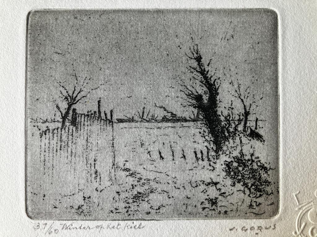 Ets Jacques Gorus (1901-1981) Winter op het Kiel, Antiek en Kunst, Kunst | Etsen en Gravures, Ophalen