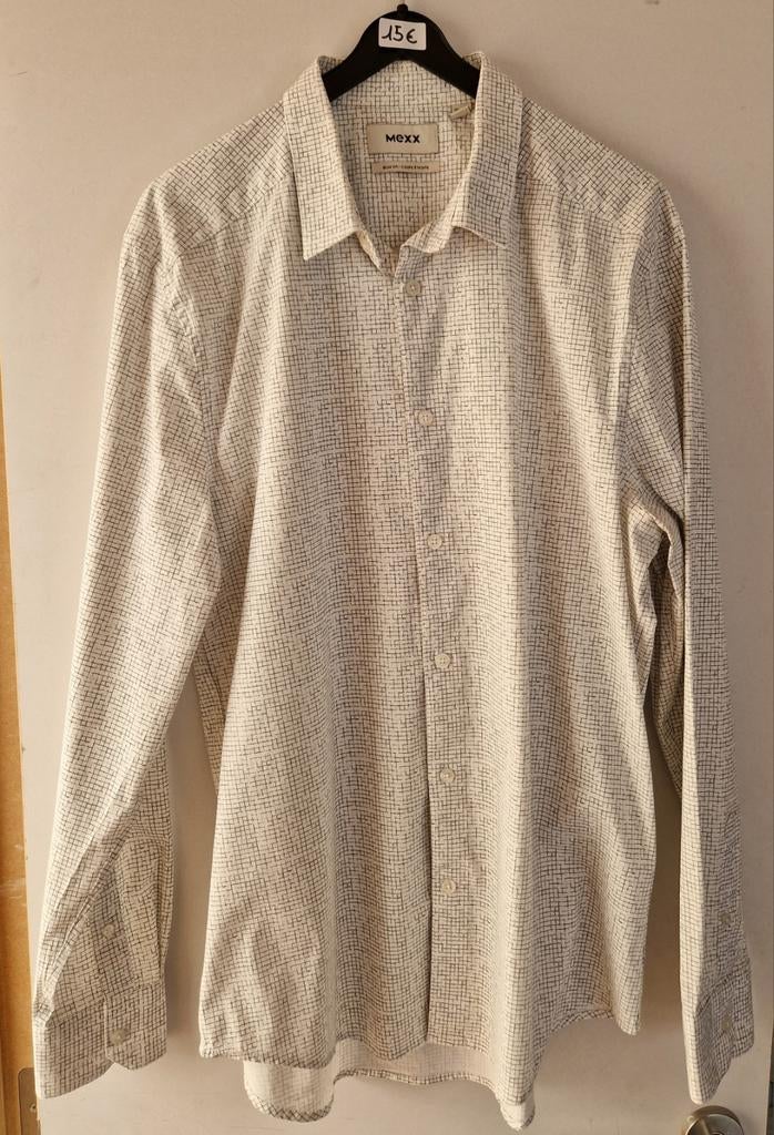 Hemd wit/geruit Merk Mexx Slim Fit L ( Nieuwe staat ), Mexx, Wit, Ophalen of Verzenden, Zo goed als nieuw
