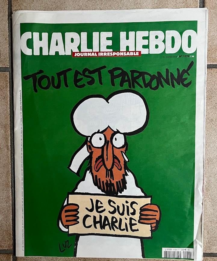 Charlie Hebdo - Tout est pardonné-14/01/2015-N1178, Verzamelen, Tijdschriften, Kranten en Knipsels, Ophalen of Verzenden