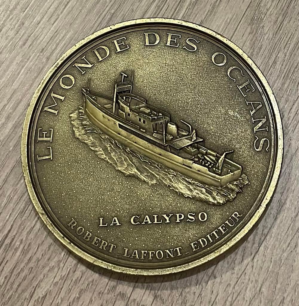 Jacques Cousteau Médaillon La Calypso, Enlèvement, Bronze
