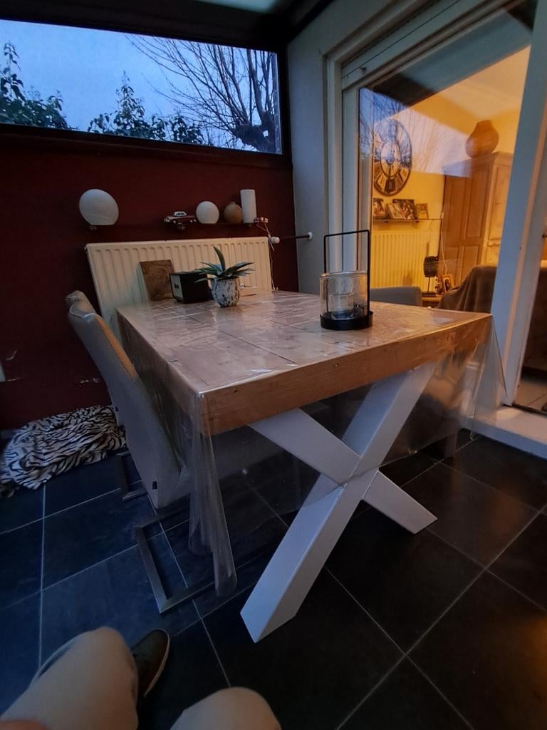 Moderne eettafel + salontafel X poten, Enlèvement