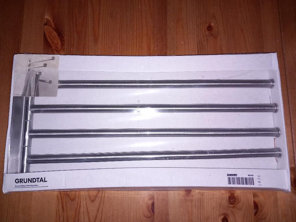 Handdoekenrek badkamer 4-armig Ikea Grundtal NIEUW, Ophalen of Verzenden, Nieuw, Handdoekenrek