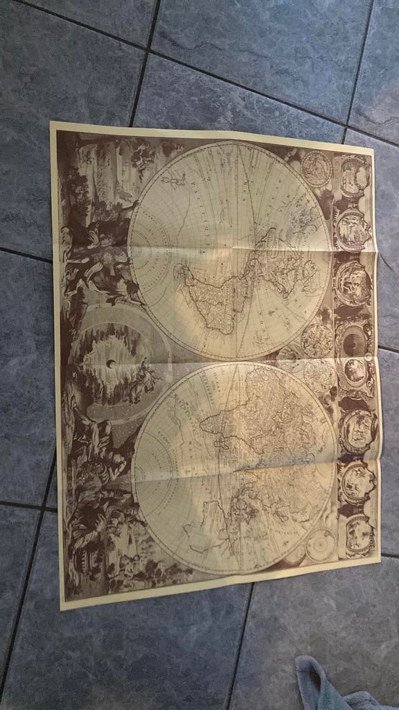 Poster oude wereldkaart, Verzamelen, Ophalen of Verzenden, Zo goed als nieuw