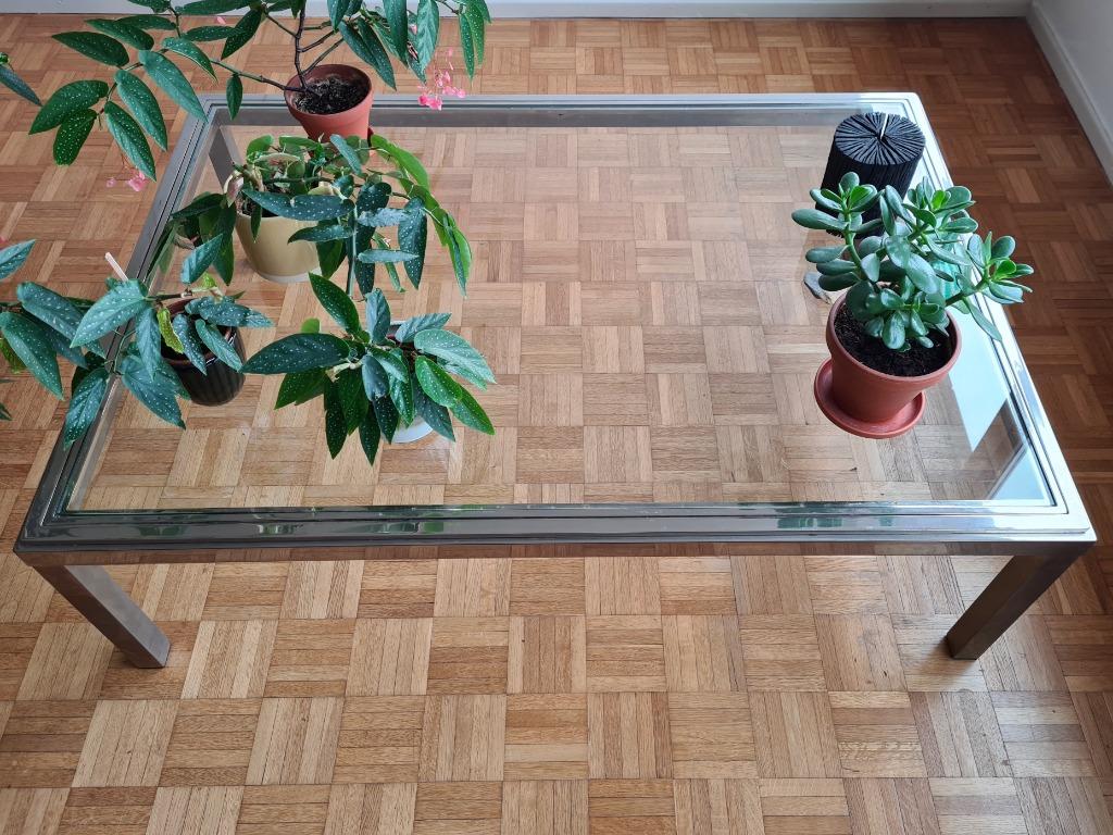 Table basse Willy Rizzo, 100 à 150 cm, Moins de 50 cm, Verre, Comme neuf