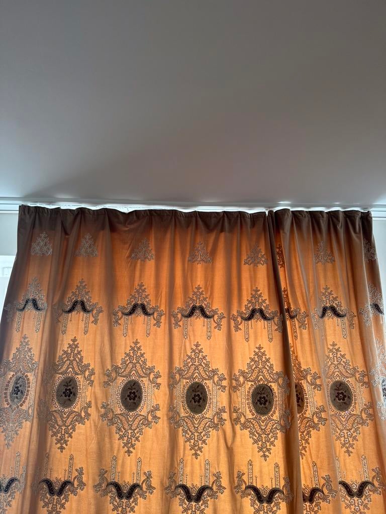 Klassieke overgordijnen, Huis en Inrichting, Ophalen, Zo goed als nieuw, Beige