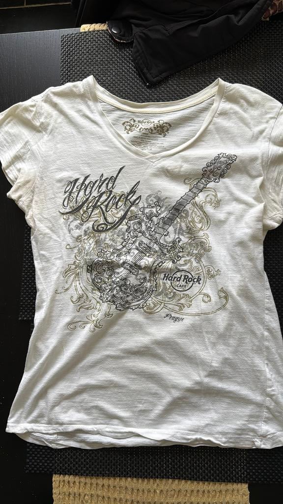 Damesshirt Hardrock Café Praag juniors fit maat L, Wit, Korte mouw, Gedragen, Ophalen