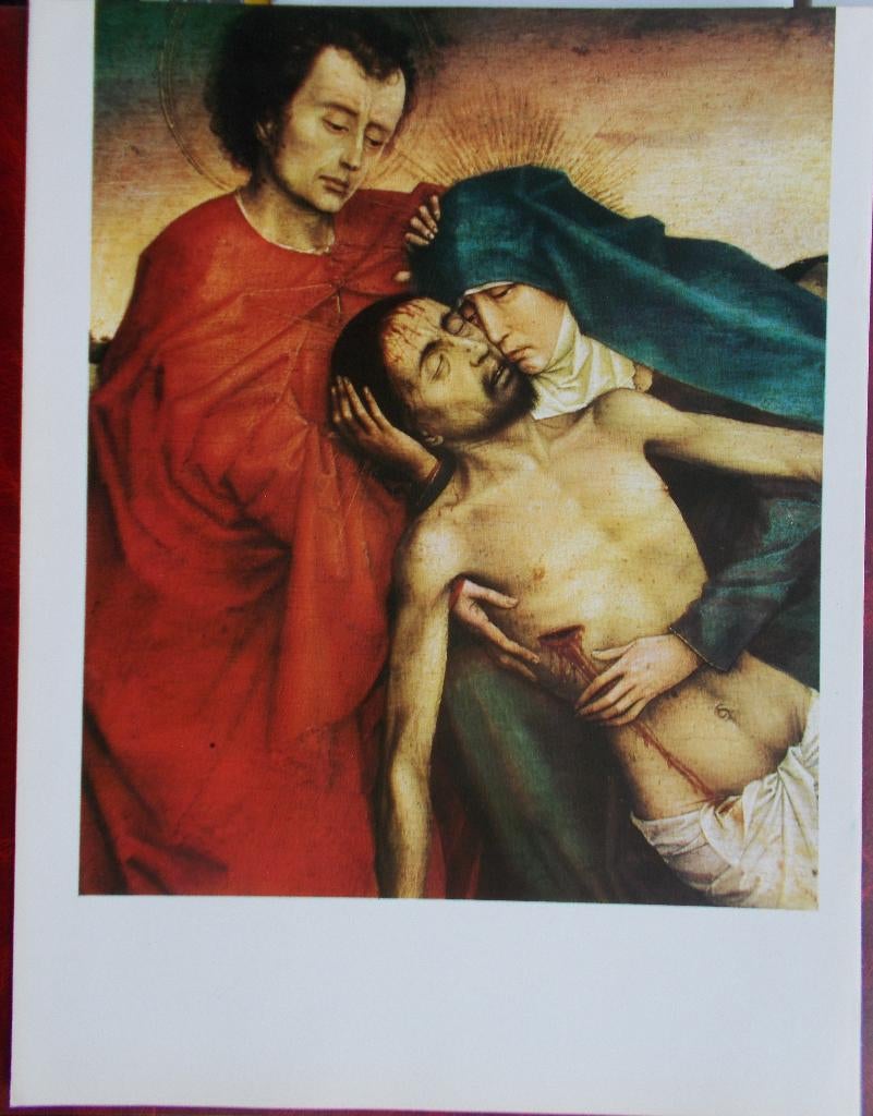 Poster "De Bewening" Rogier van der Weyden 23 x 30 cm., Verzenden, Rechthoekig Staand