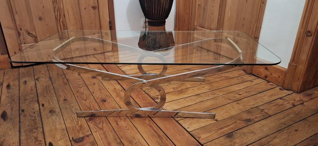 Table basse vintage, Huis en Inrichting, Tafels | Salontafels, 50 tot 100 cm, 100 tot 150 cm, Rechthoekig, Glas, Metaal, Ophalen