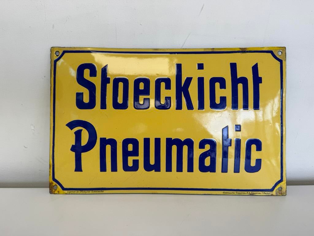 Pneumatic emaille reclamebord, Ophalen of Verzenden