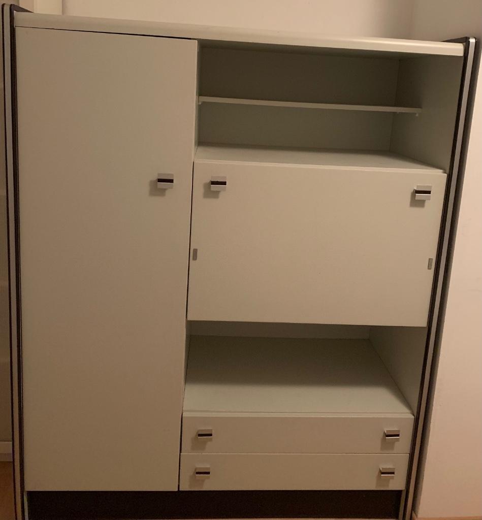 armoire jeune - Meuble Gautier - noir / blanc / bord argenté, Met deur(en), Gebruikt, 100 tot 150 cm, Overige materialen