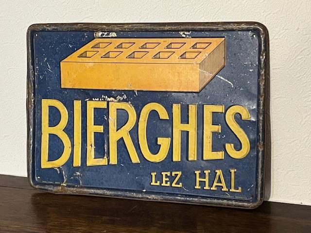 Ancienne enseigne publicitaire  tôle briqueterie de Bierghes, Antiquités & Art, Curiosités & Brocante, Enlèvement